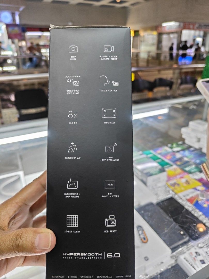Hero 12 black (Category: Video Cameras) located in San Juan City. Submitted by nerizapagara (Listing ID 1282447461, Image 3). Description: 27 mp photo 5.3k60+4k120 video waterproof 33ft(10m) upload automatically to the cloud voice control 8x slo-mo hyperview timewarp 3.0 1080p live streaming superphoto+ raw pgotos hdr photo+video 10-bit color mod ready hype4smooth video stabilazation 6.0 1 year warranty sealed,original.
