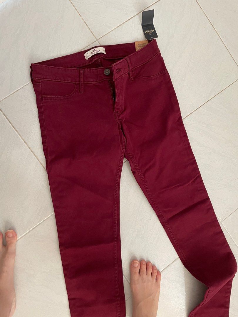 BNWT Hollister super skinny jeans Burgundy Maroon red