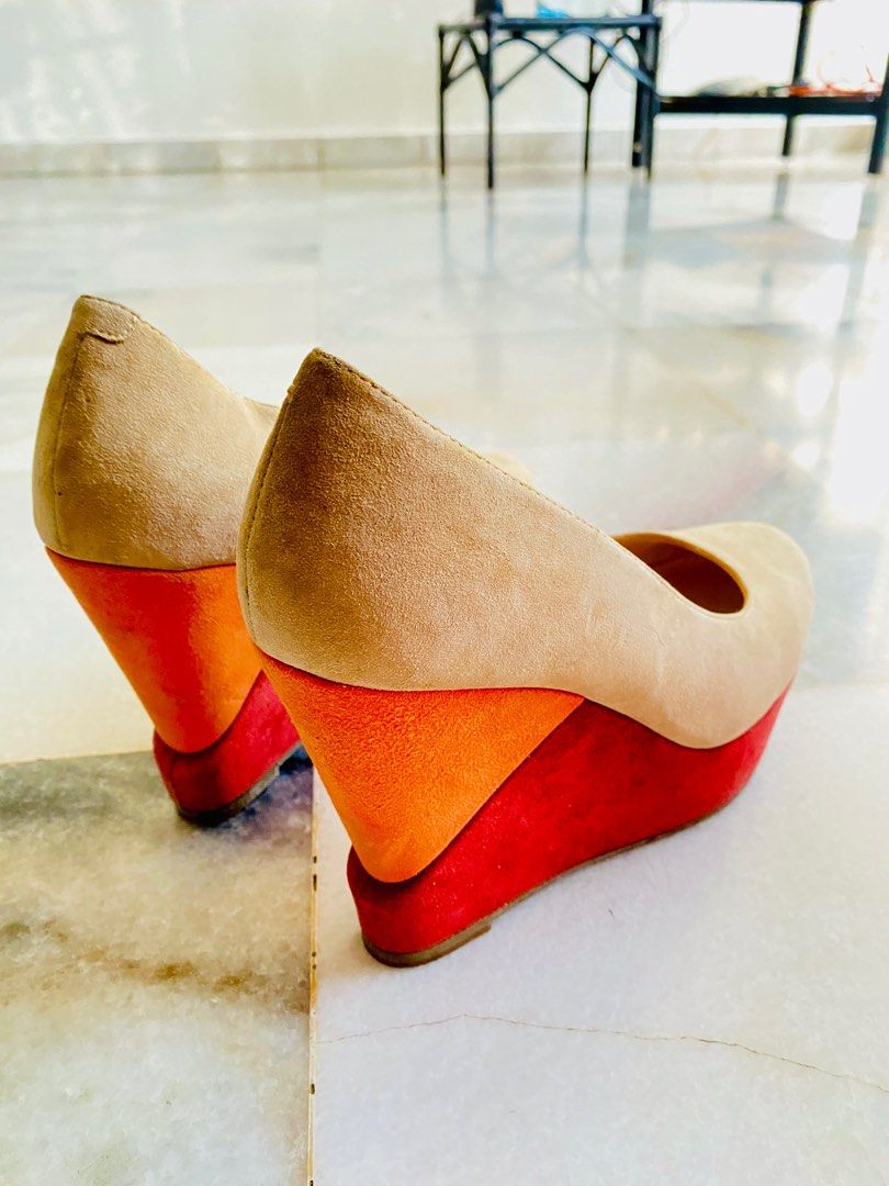 Orange wedge heel on sale shoes