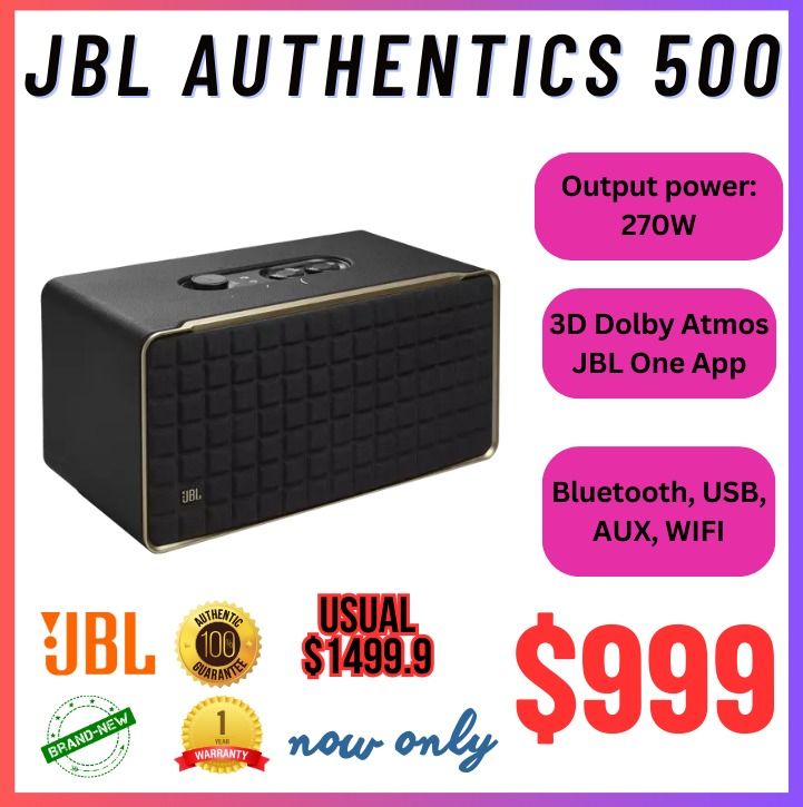 Official] JBL Authentics 500 Multi-Room Wireless Bluetooth/WiFi Desktop  Speaker, Audio, Soundbars, Speakers & Amplifiers on Carousell