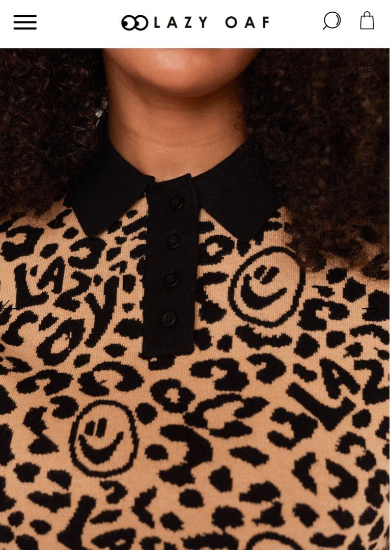 Lazy Oaf leopard print knitted polo crop top Women s Fashion Tops Blouses on Carousell