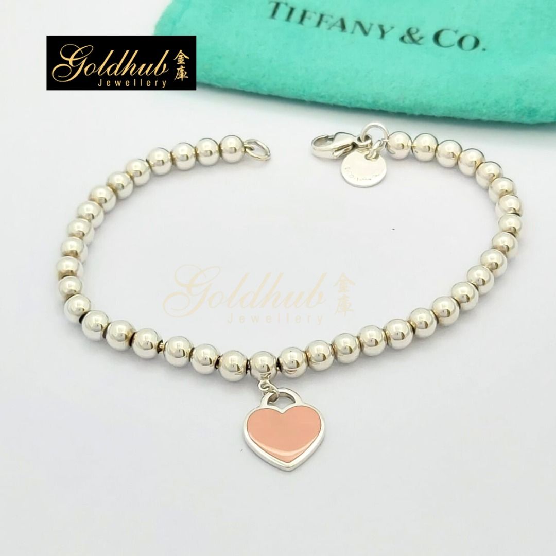 Pink heart on sale tag bead bracelet