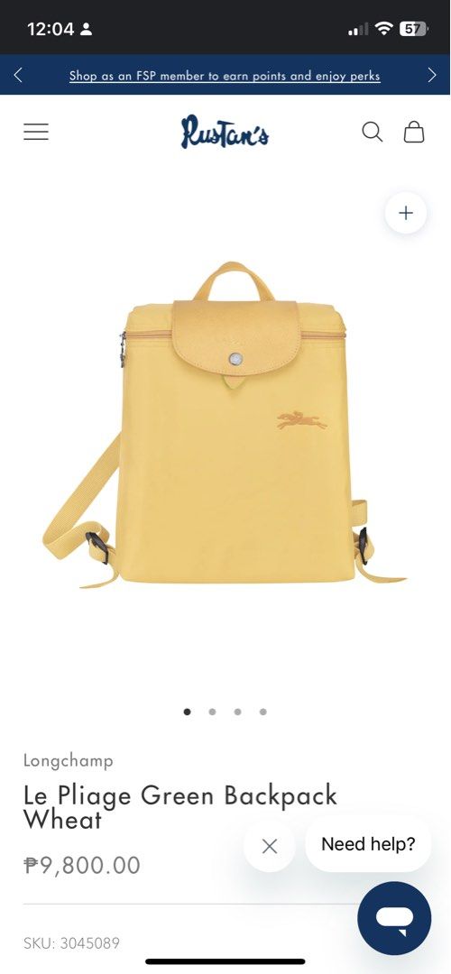 Longchamp Le Pliage Green Backpack Wheat (Category: Luxury Bags & Wallets) located in Dasmarinas. Submitted by berrylove_preloved (Listing ID 1282590696, Image 1). Description: .