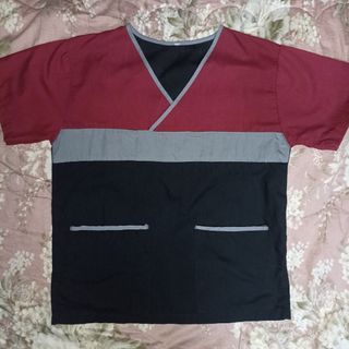 Maroon/Tricolor Scrub Suit