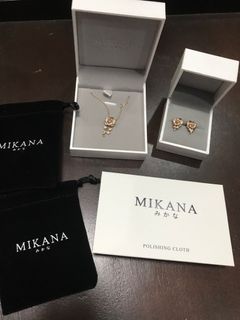 Mikana 18k rose gold necklace and earrings set