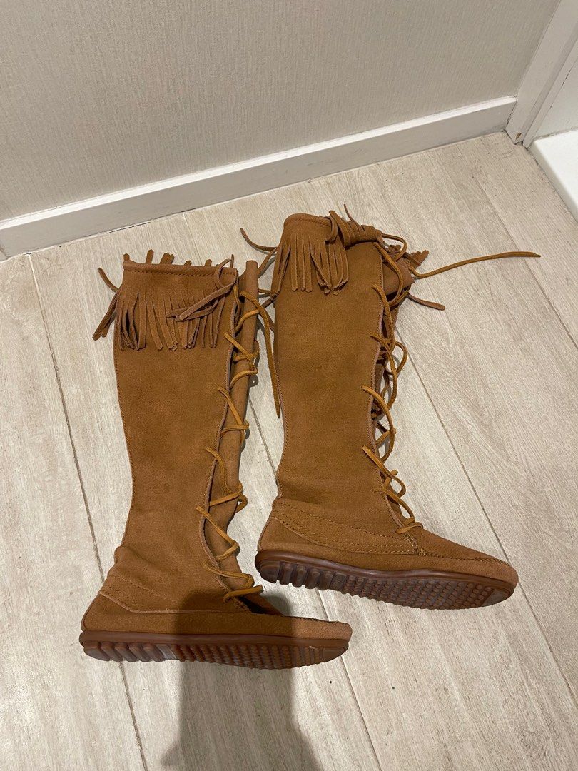 Minnetonka front lace hotsell knee high boot