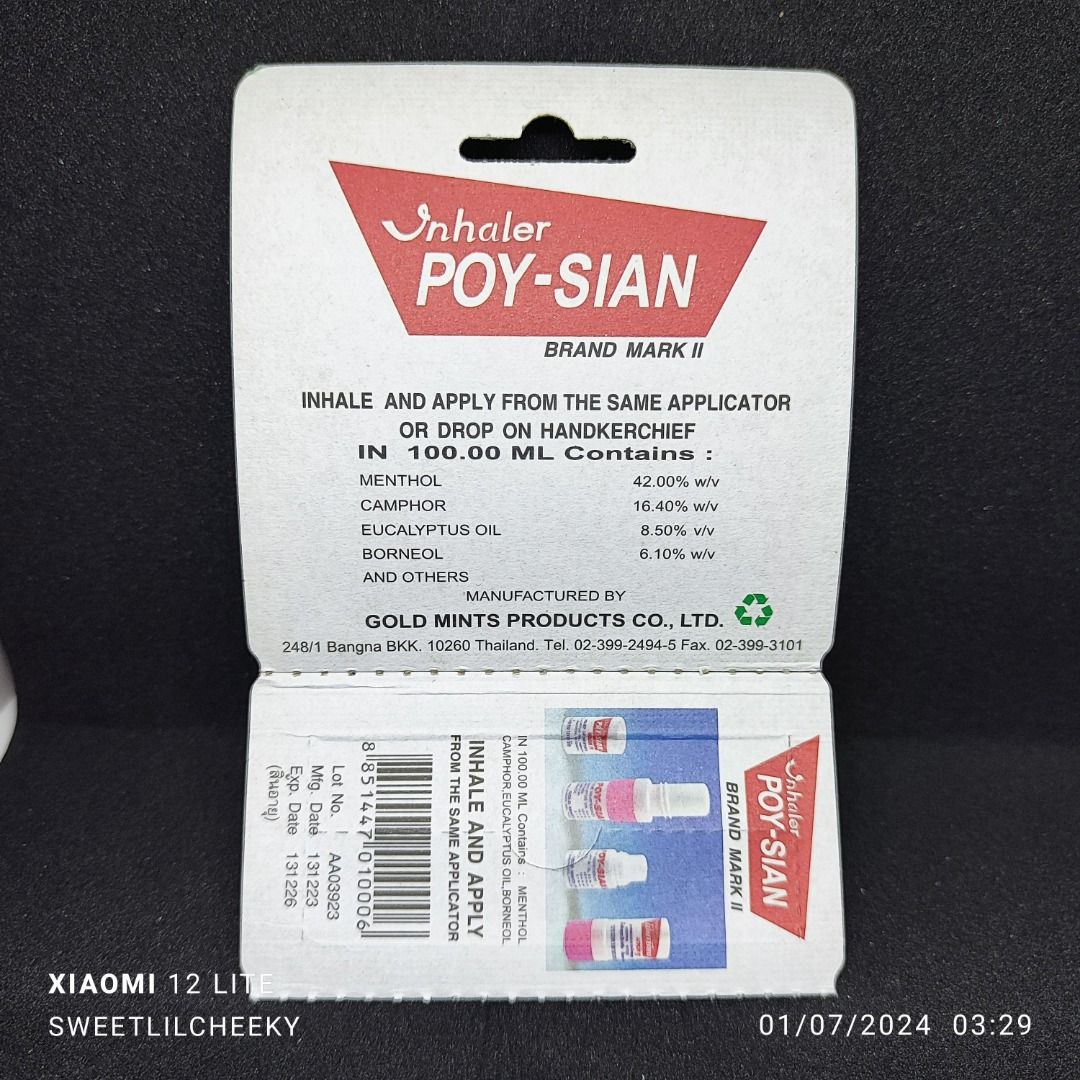 Original Poy Sian Inhaler | Thailand Inhaler | 2in1 | Random Color ...