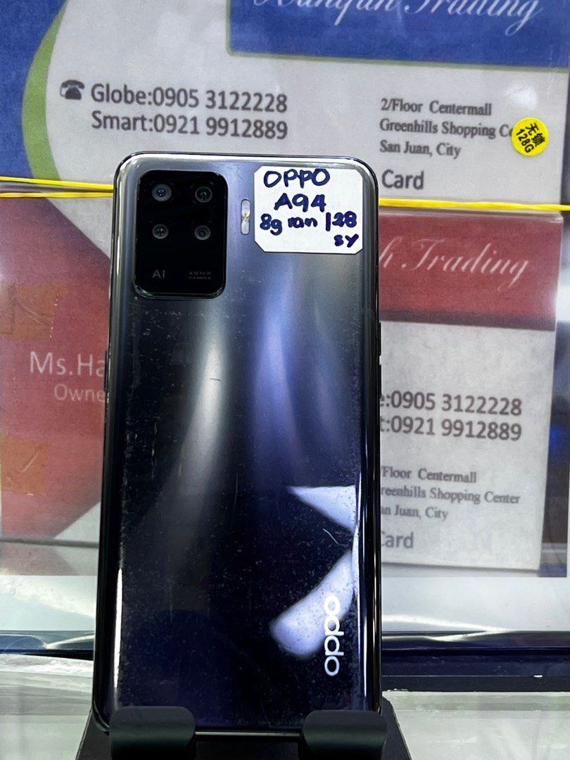 Original SECONDHAND Oppo A94 8g rAm 128g (Category: OPPO) located in San Juan City. Submitted by hanifah_trading (Listing ID 1282491335, Image 1). Description: Original SECONDHAND Oppo A94 8g rAm 128g Color: Fluid Black Details: 6.43 inch 48 Megapixels 4310 mAh 8g rAm 128g USB Type-C 3.5mm Audio Jack Dual SIM (Nano-SIM) Expandable up to 512GB via microSD Face Recognition & Fingerprint Sensor (under display) Enjoy GREAT PRICES on Brandnew Gadgets.