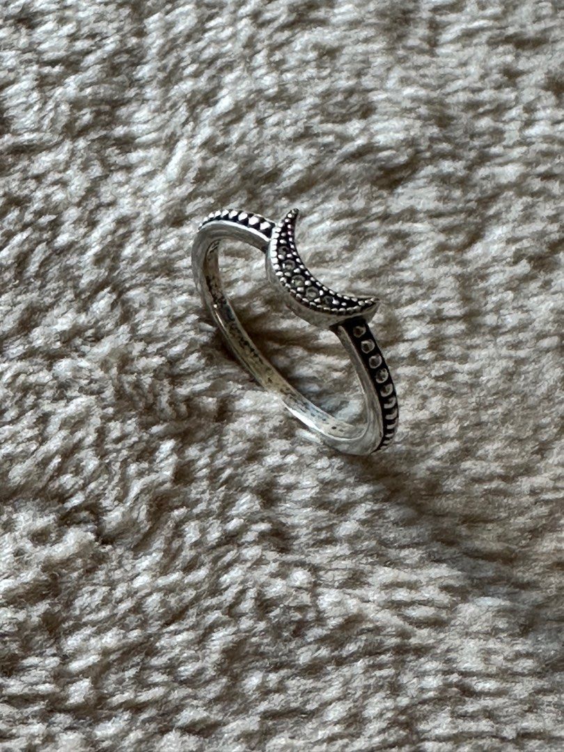 Crescent moon beaded online ring pandora