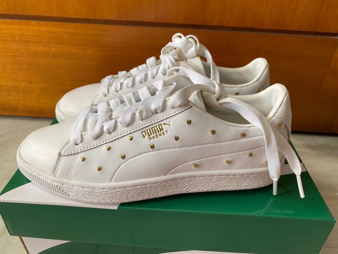Puma basket white leather online