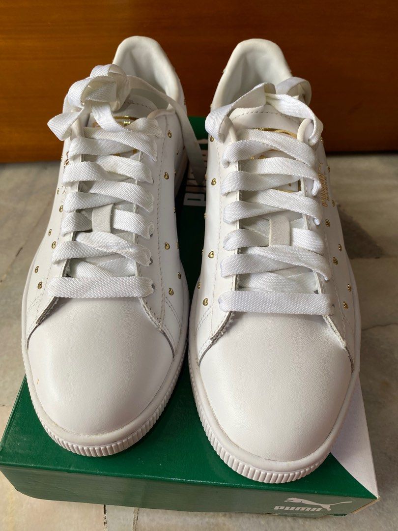 PUMA Basket Studded White Leather Women s Shoe