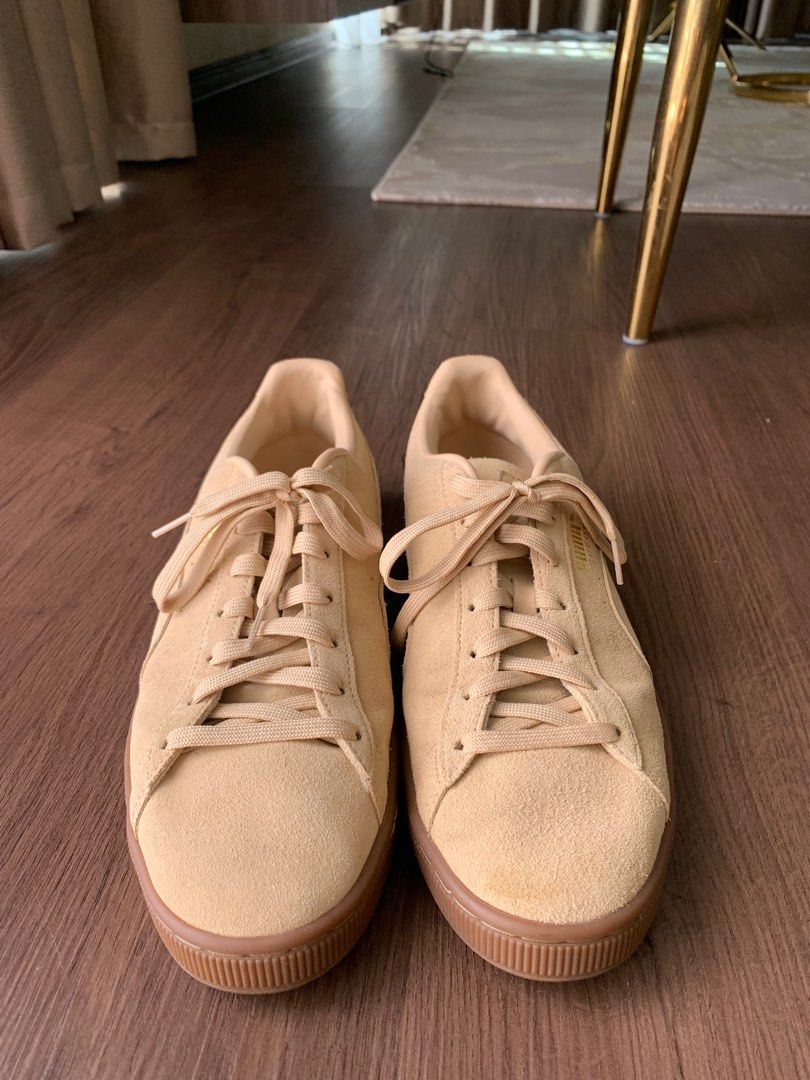 Puma beige suede gum trainers clearance