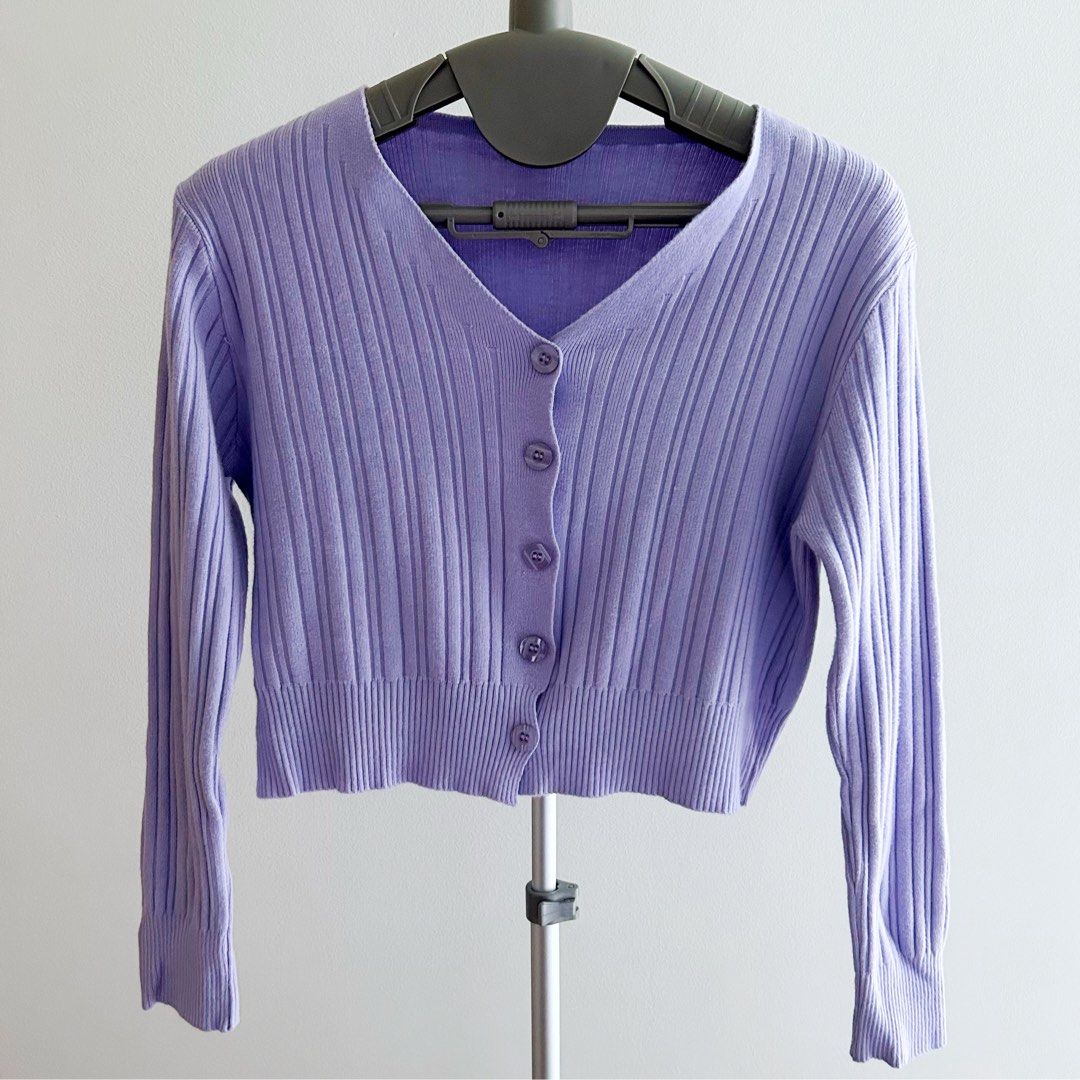 Purple cropped cardigan online