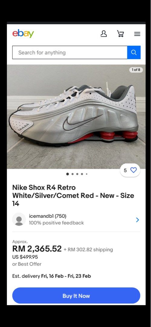 Rare Collector s Nike Shox R4 US14 Men s Fashion Footwear
