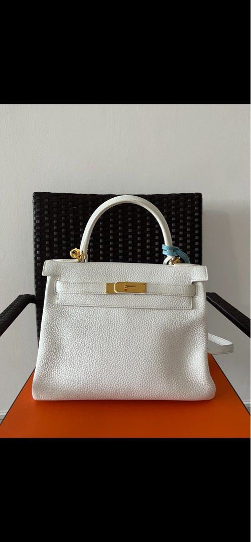 RARE Hermes K28 WHITE Clemence GHW