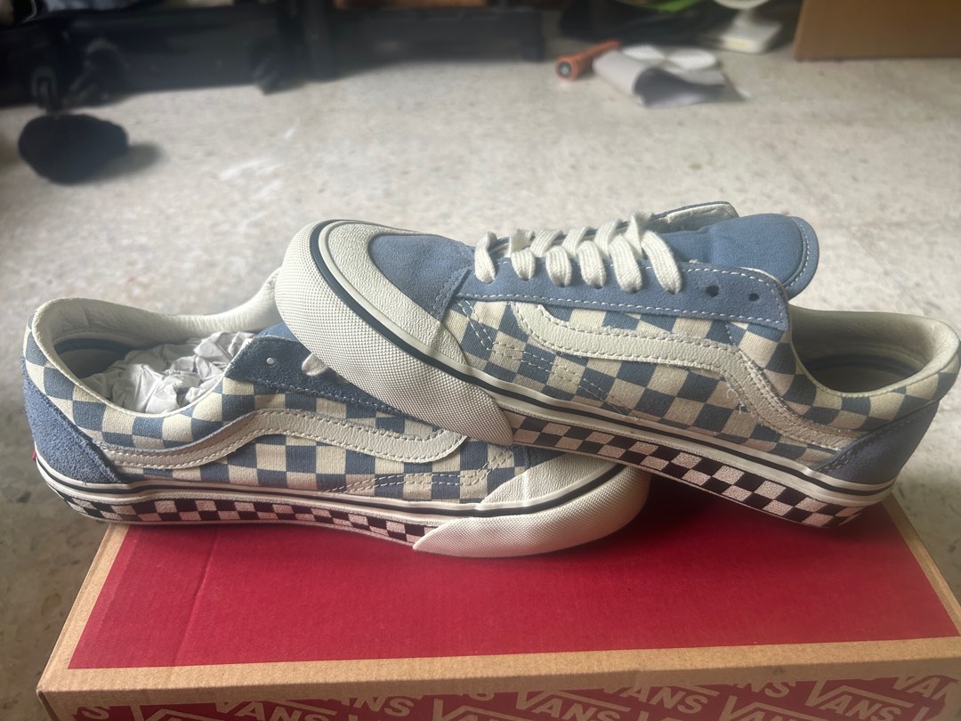 Rare vans old skool ultracush blue canvas checkered skate