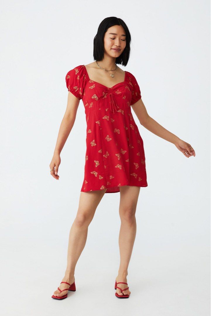 red butterfly dress