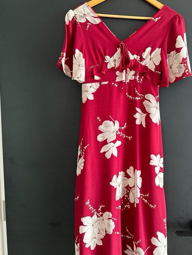 Red short clearance floral dress