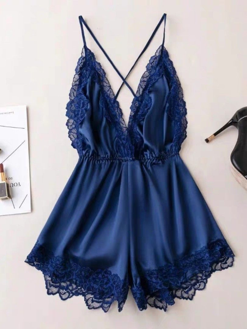 Sexy silky jumpsuit sleepwear Women s Fashion Dresses Sets Jumpsuits on Carousell