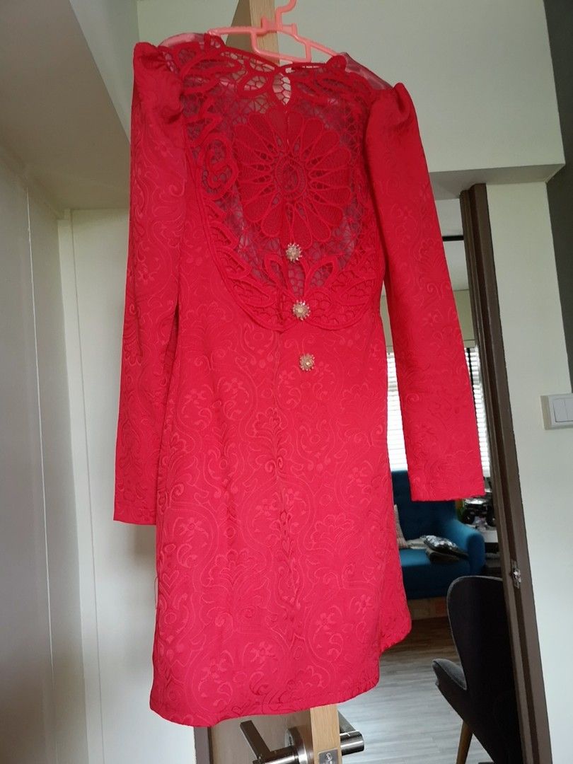 Red long sleeve new arrivals high neck dress