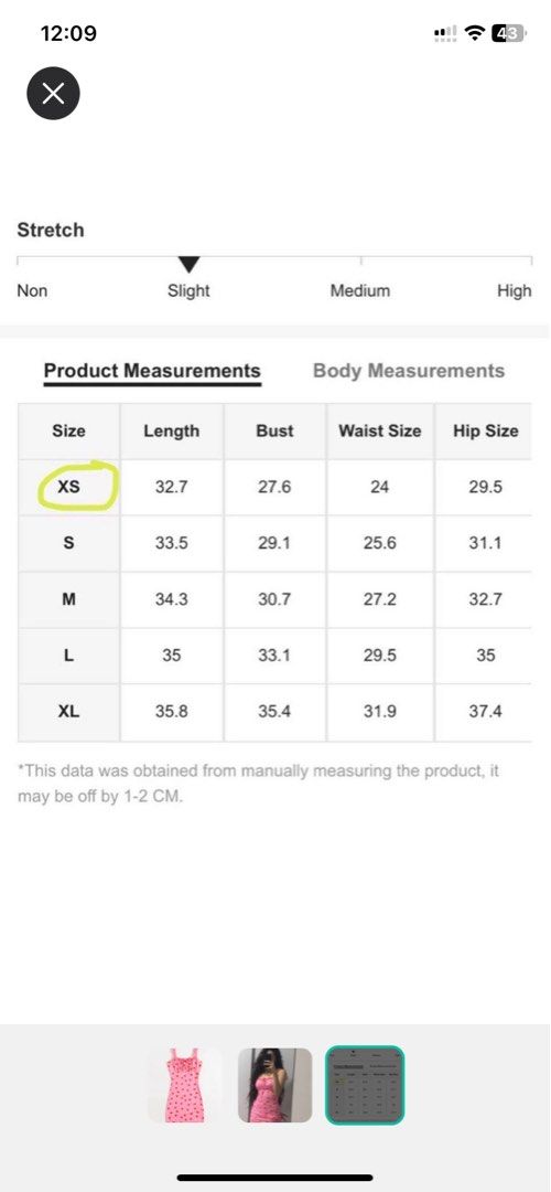 Sizing store for shein