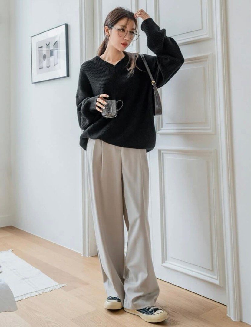 Shein V Neck Drop Shoulder Oversized Sweater Women s Fashion