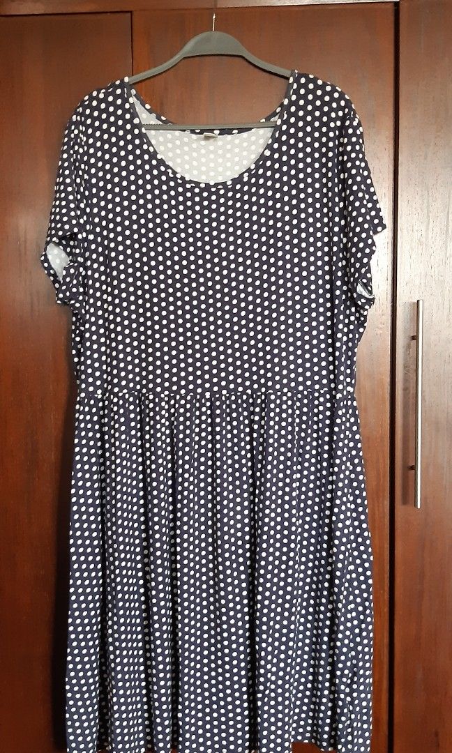 Size XL Old Navy Navy Blue White Polka Dot Baby doll Dress