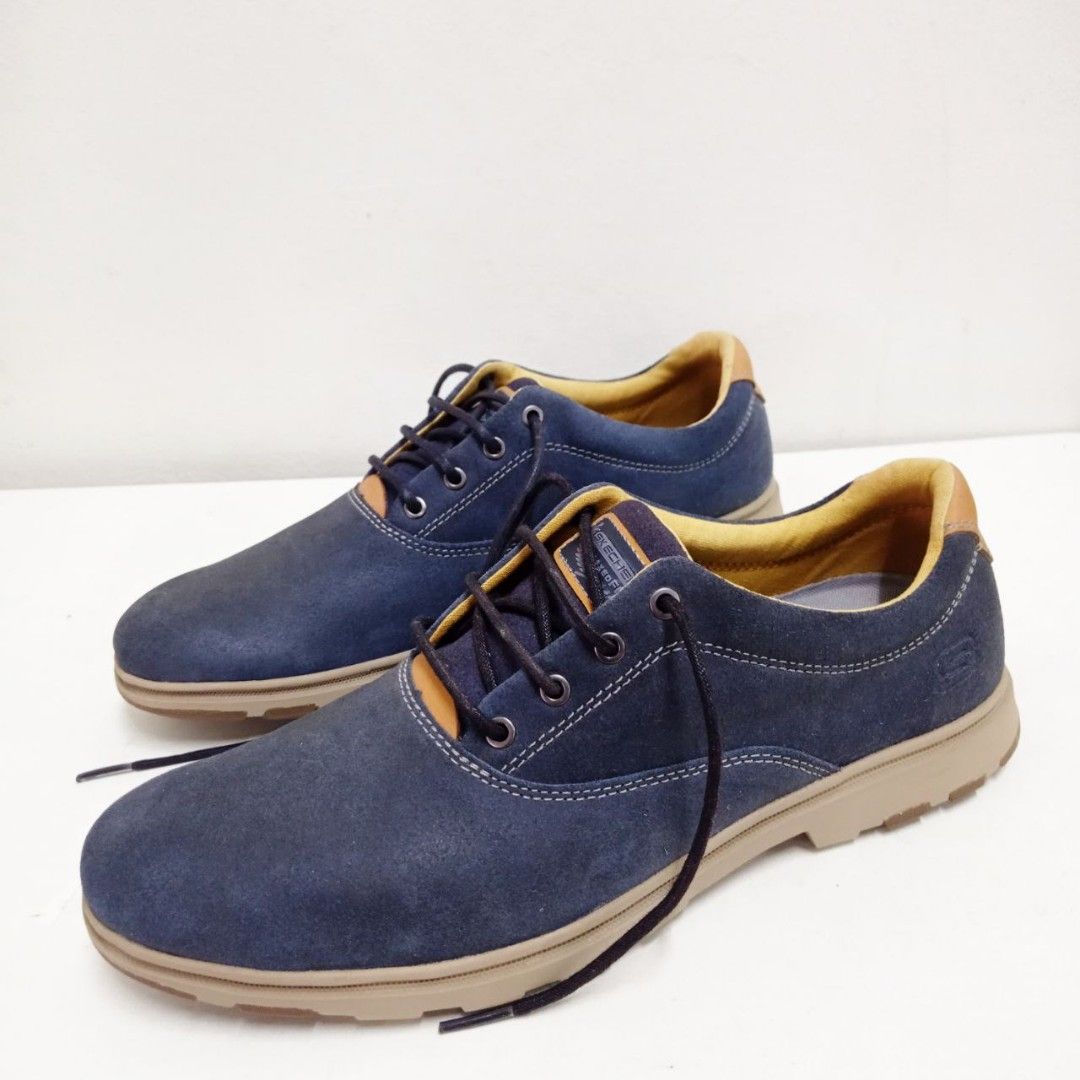 SKECHERS Suede Leather Navy Lace Up Men s Fashion Footwear