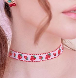 Strawberry Embroidered Choker