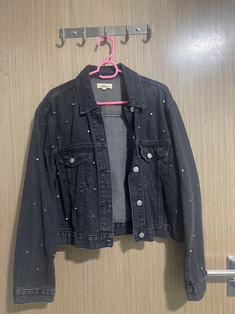 Washed out black denim jacket outlet