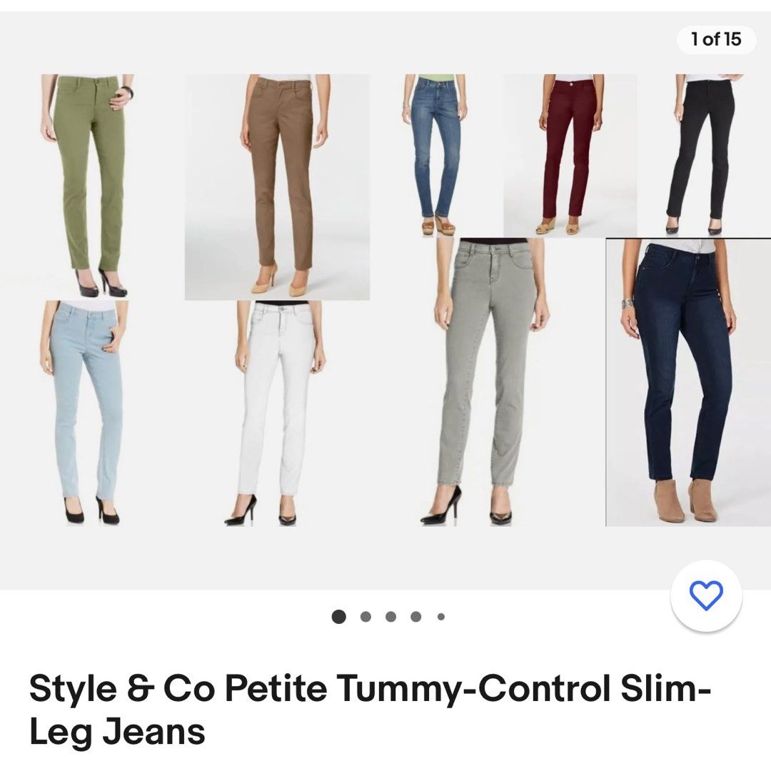 Style & Co Womens Petite Tummy-Control Slim-Leg Jeans