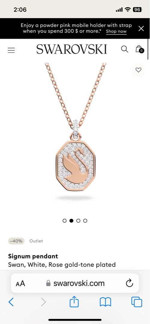 Swarovski swan outlet rose gold necklace