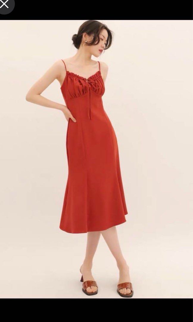Red mermaid 2024 midi dress