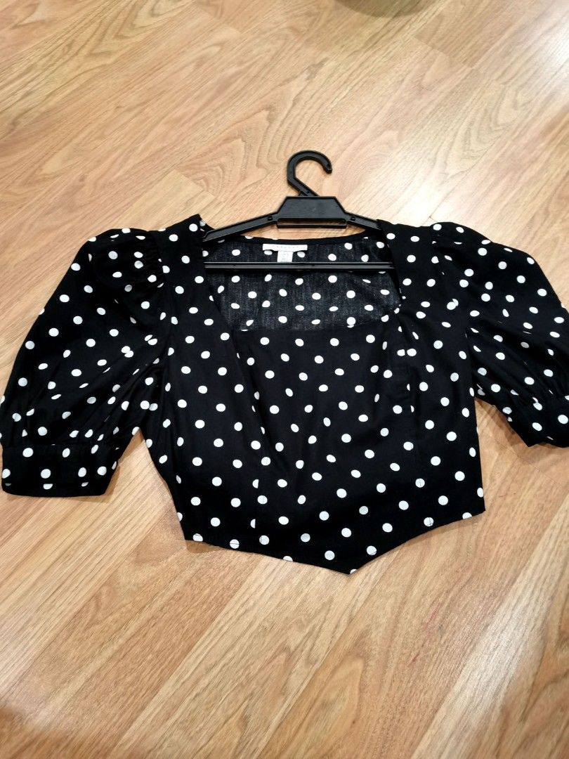 Topshop polka dot crop top sales