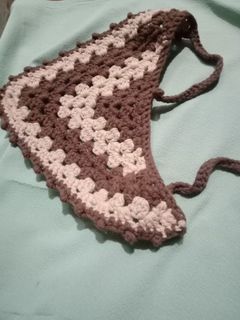Two-Toned Crochet Bandana (Brown and Cream)