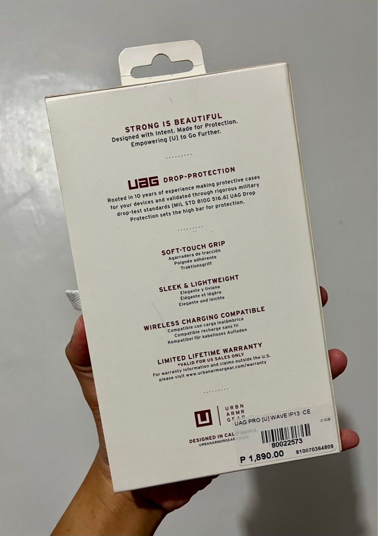 UAG Wave Series (Ice) for iPhone 13 (Category: Cases & Sleeves) located in Dagupan City. Submitted by pettykat (Listing ID 1282558433, Image 2). Description: ✅Original Price is ₱1,890 (see 2nd pic) ✅Used but not abused ✅Bought in UAG Official Store Online .