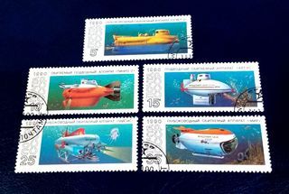 USSR 1990 - Research Submarines 5v. (used) COMPLETE SERIES