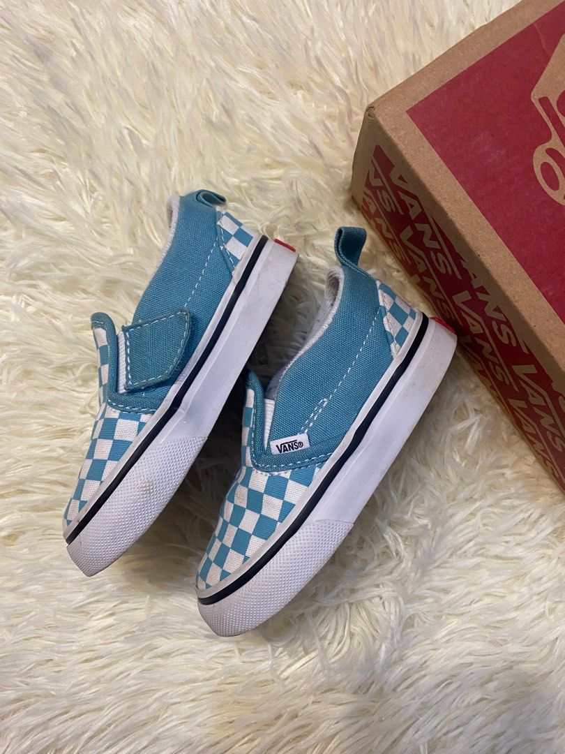 Pastel blue deals checkered vans