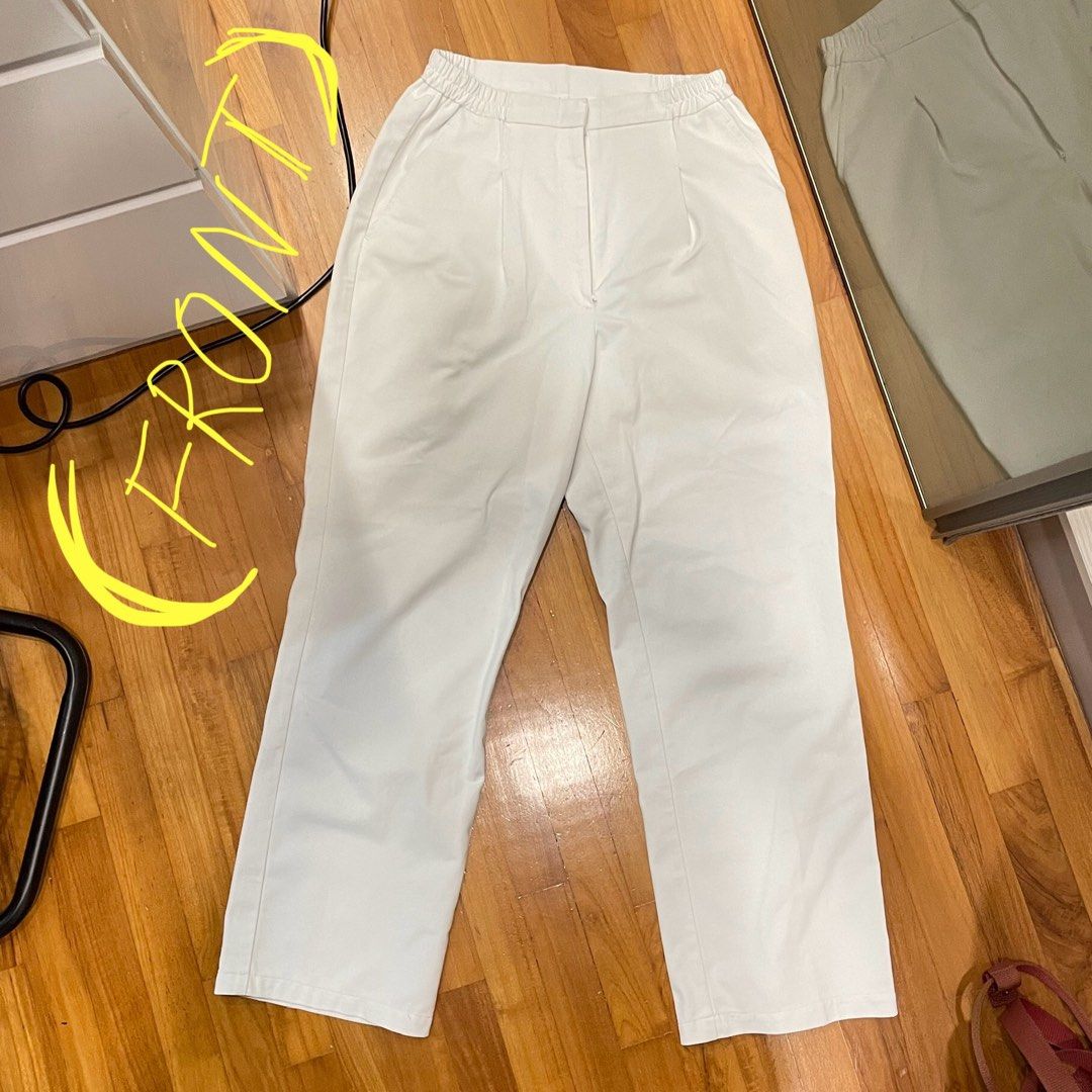 White pleated best sale pants