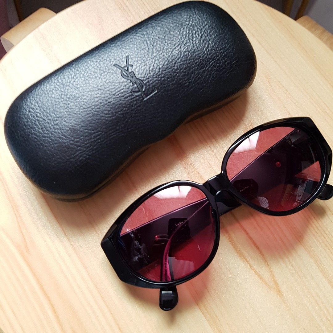 YSL vintage 1980s tinted black sunglasses shades eyewear luxury