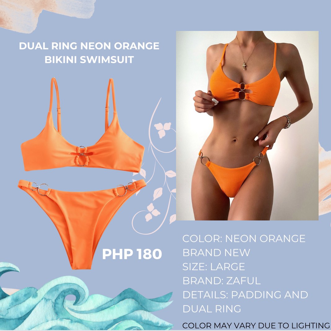 Zaful neon orange bikini on sale