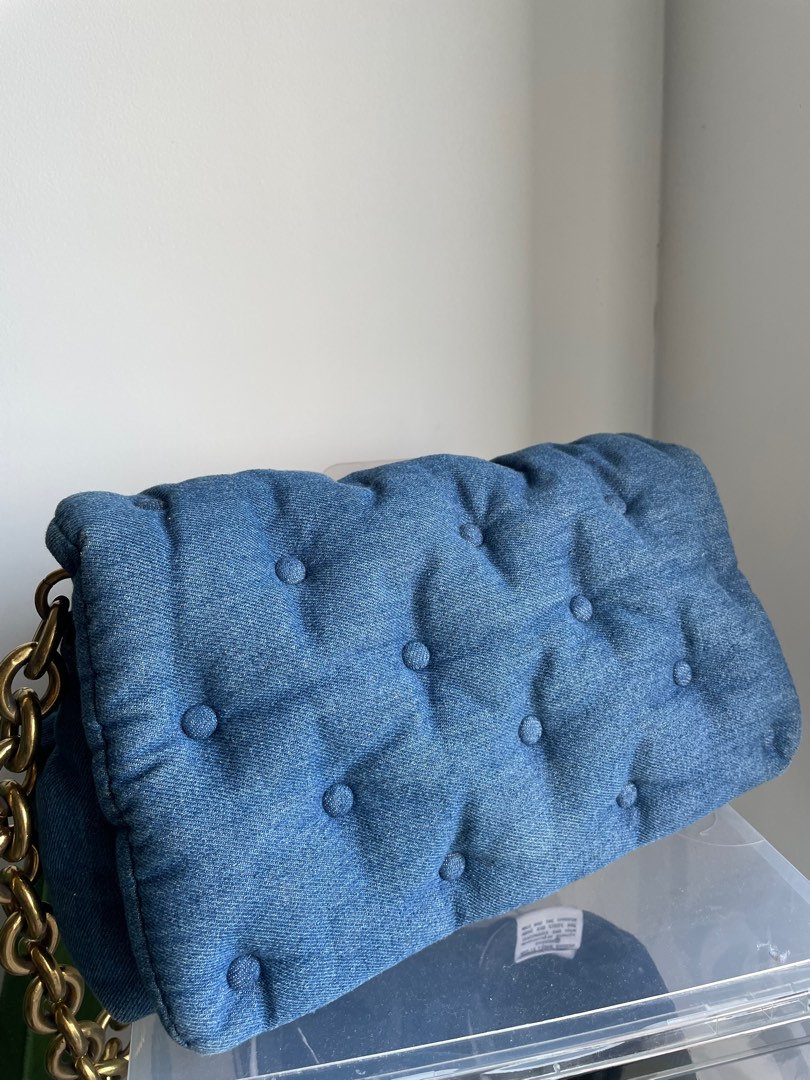 Zara denim top quilted bag