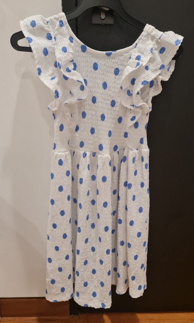 Zara blue and black polka dot dress 2025