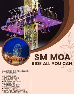 1 OF 2 TICKETS TO MOA RIDE ALL YOU CAN VARIED ONLY JAN 31