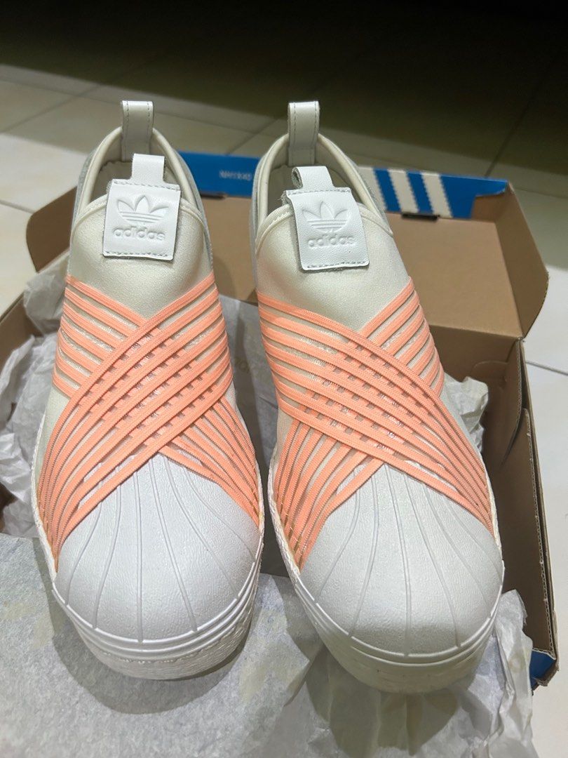 Adidas superstar slip hotsell on white and orange