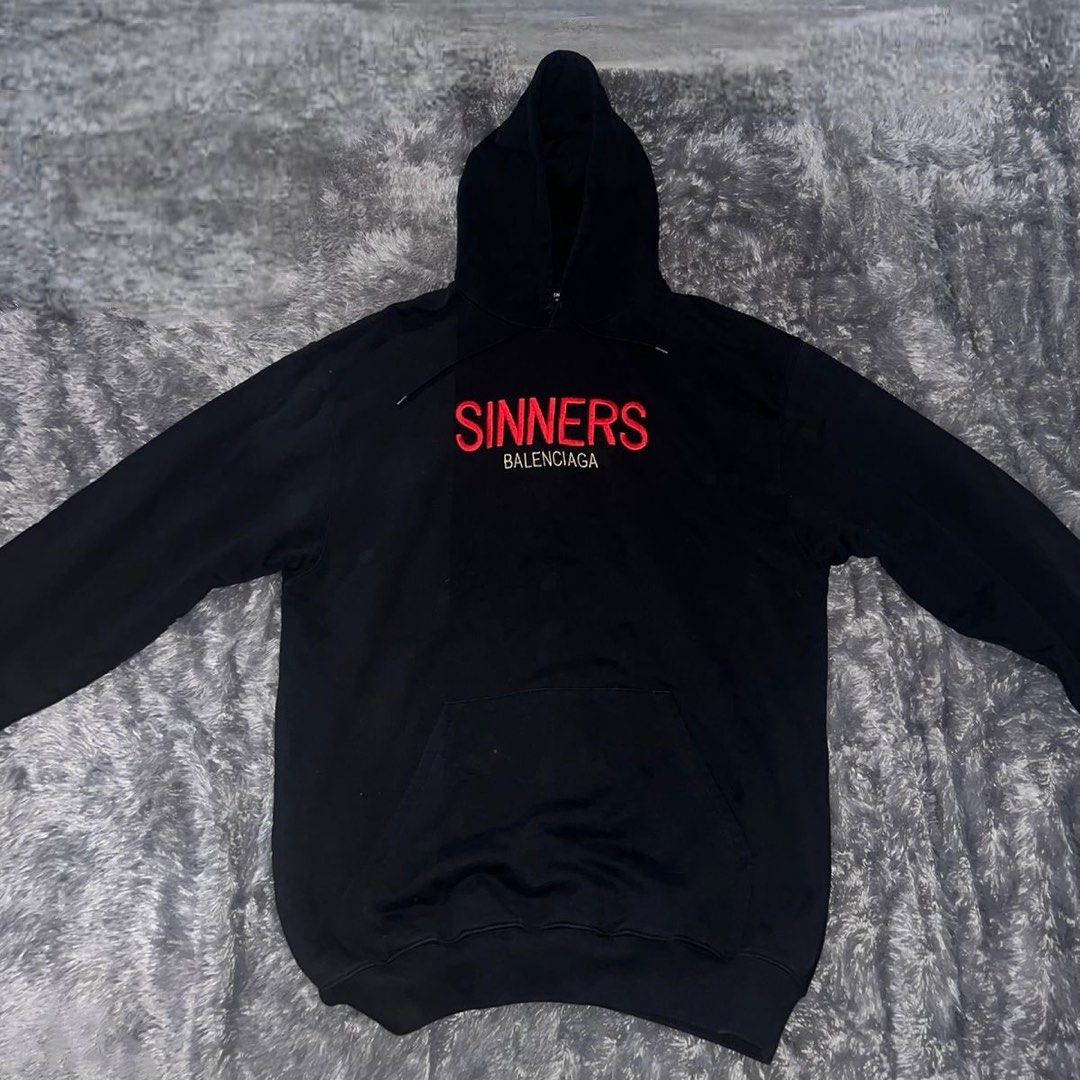 Balenciaga Sinners Hoodie Original Fesyen Pria Pakaian Baju Luaran di Carousell