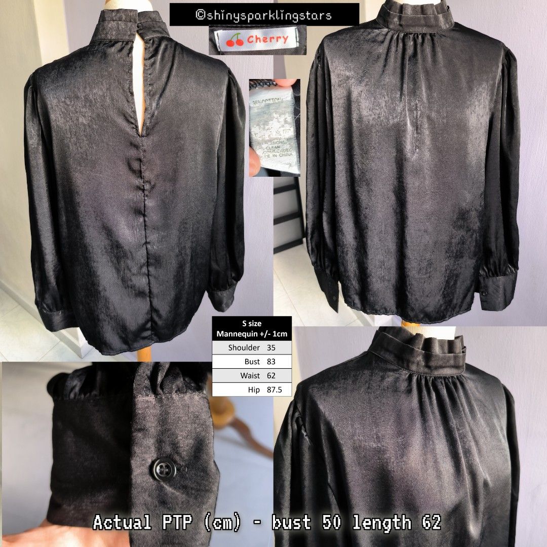 Black satin hotsell high neck blouse