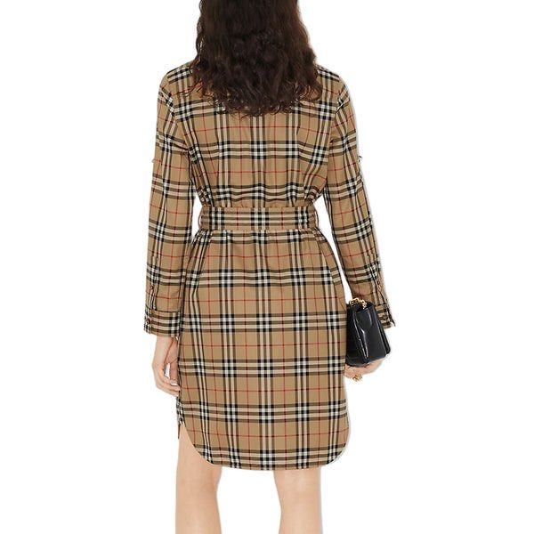 Burberry Check Cotton Shirt Dress Archive Beige BURBERRY