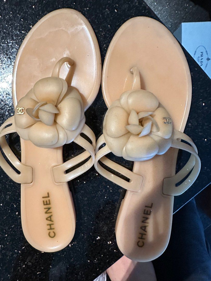 Chanel camellia jelly sandals clearance
