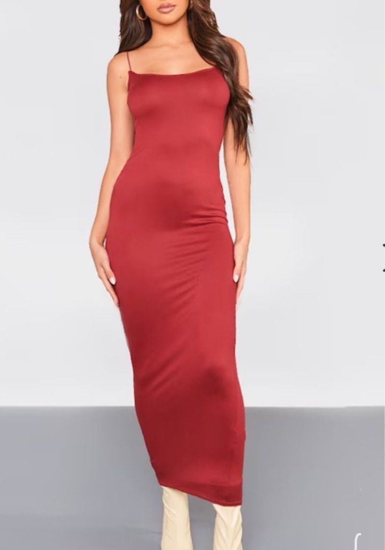 Cherry Red Soft Touch Jersey Slip Midaxi Dress from
